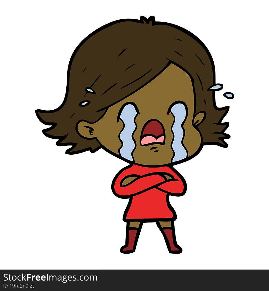 cartoon woman crying. cartoon woman crying