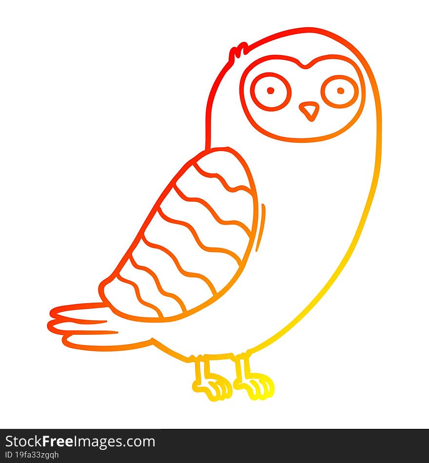 Warm Gradient Line Drawing Cartoon Owl