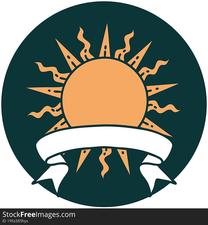 icon with banner of a sun