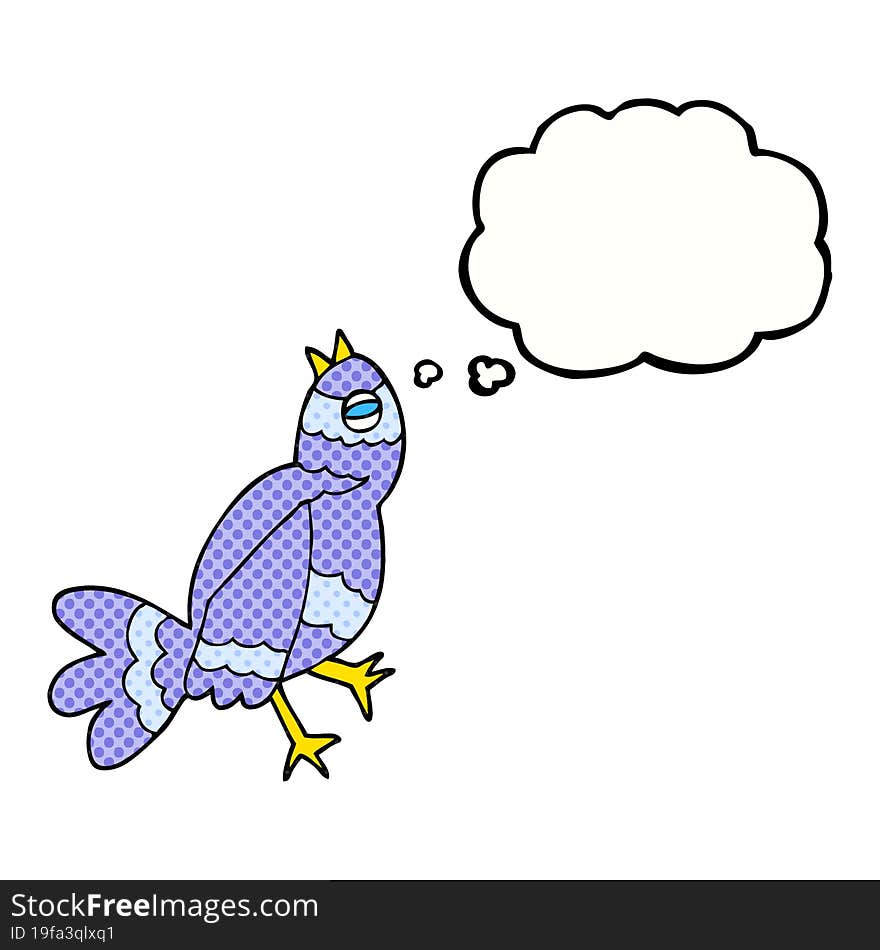 freehand drawn thought bubble cartoon bird singing