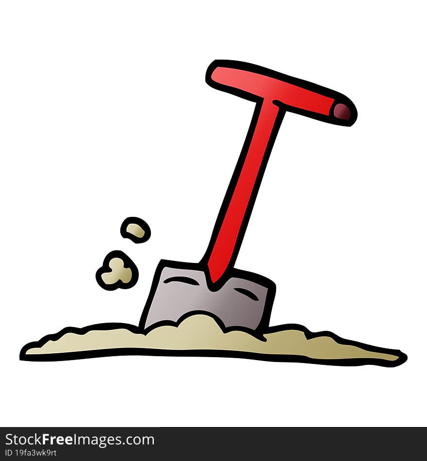 Cartoon Doodle Shovel In Dirt