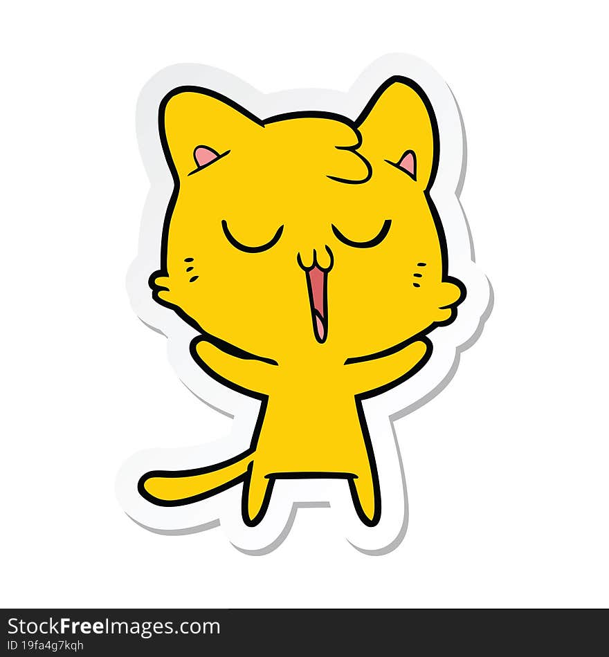 sticker of a cartoon cat singing