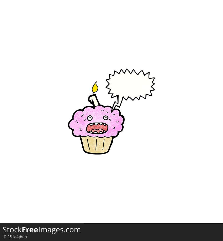 cartoon cupcake with speech bubble