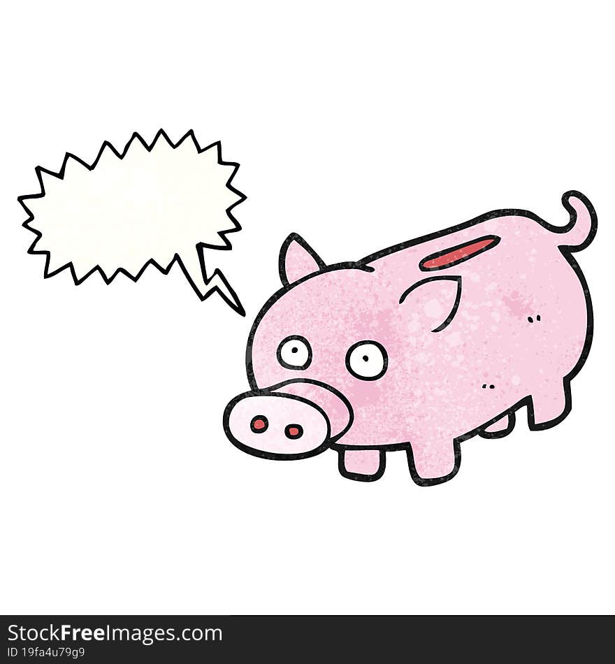 speech bubble textured cartoon piggy bank