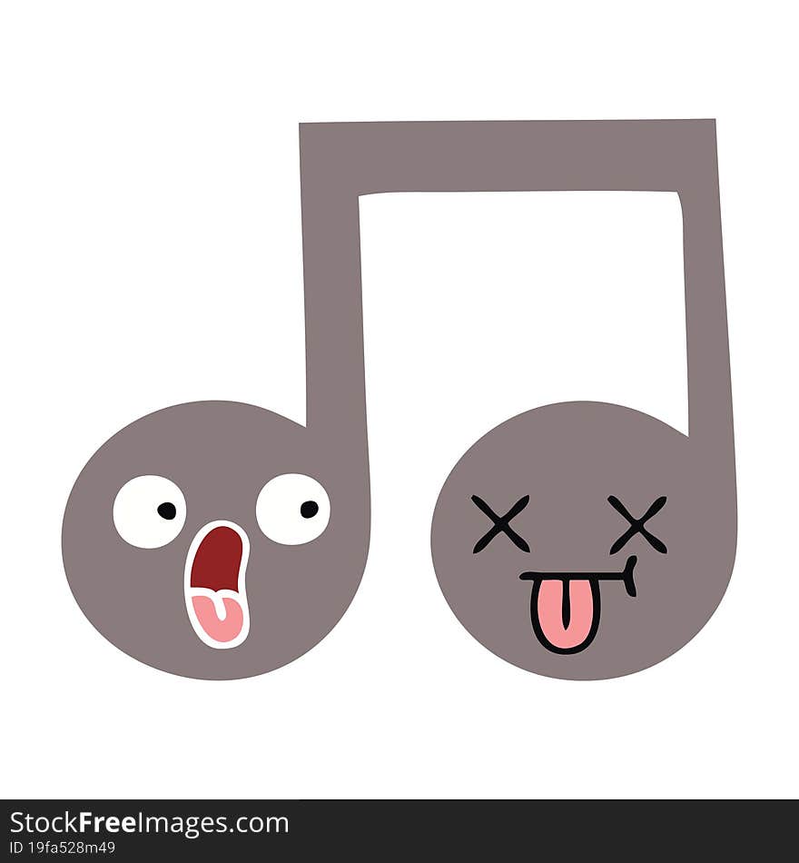 flat color retro cartoon musical note