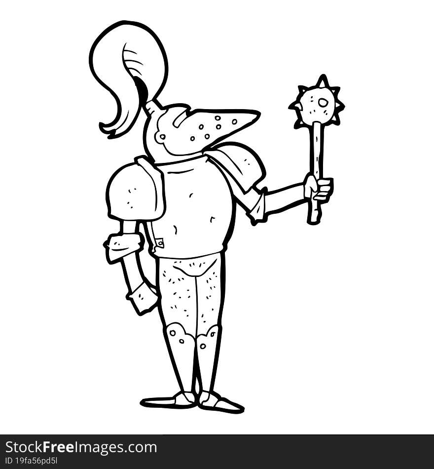 Black And White Cartoon Medieval Knight