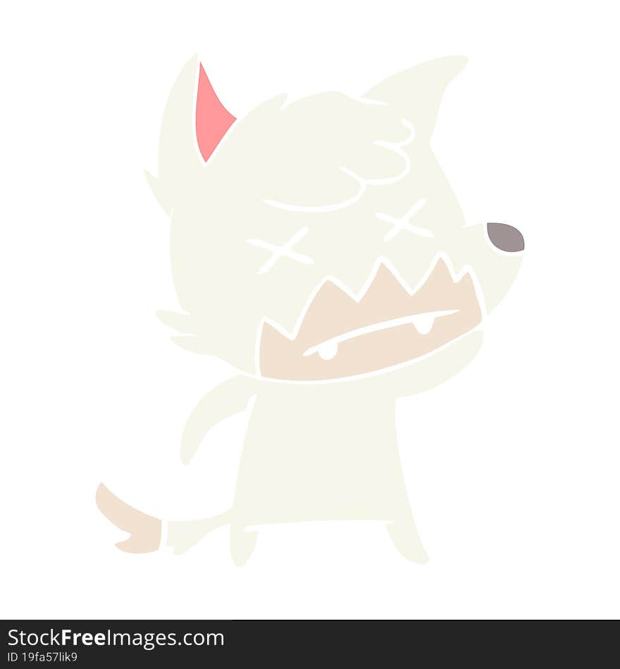 Flat Color Style Cartoon Dead Fox