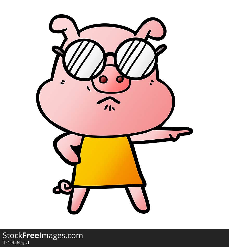 cartoon angry pig. cartoon angry pig