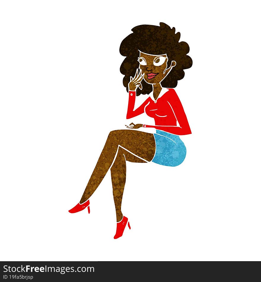 cartoon office woman sitting