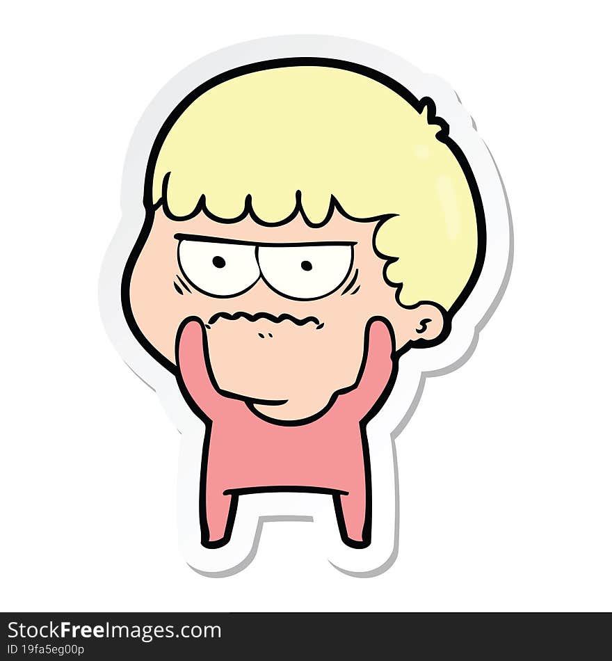 sticker of a cartoon annoyed man