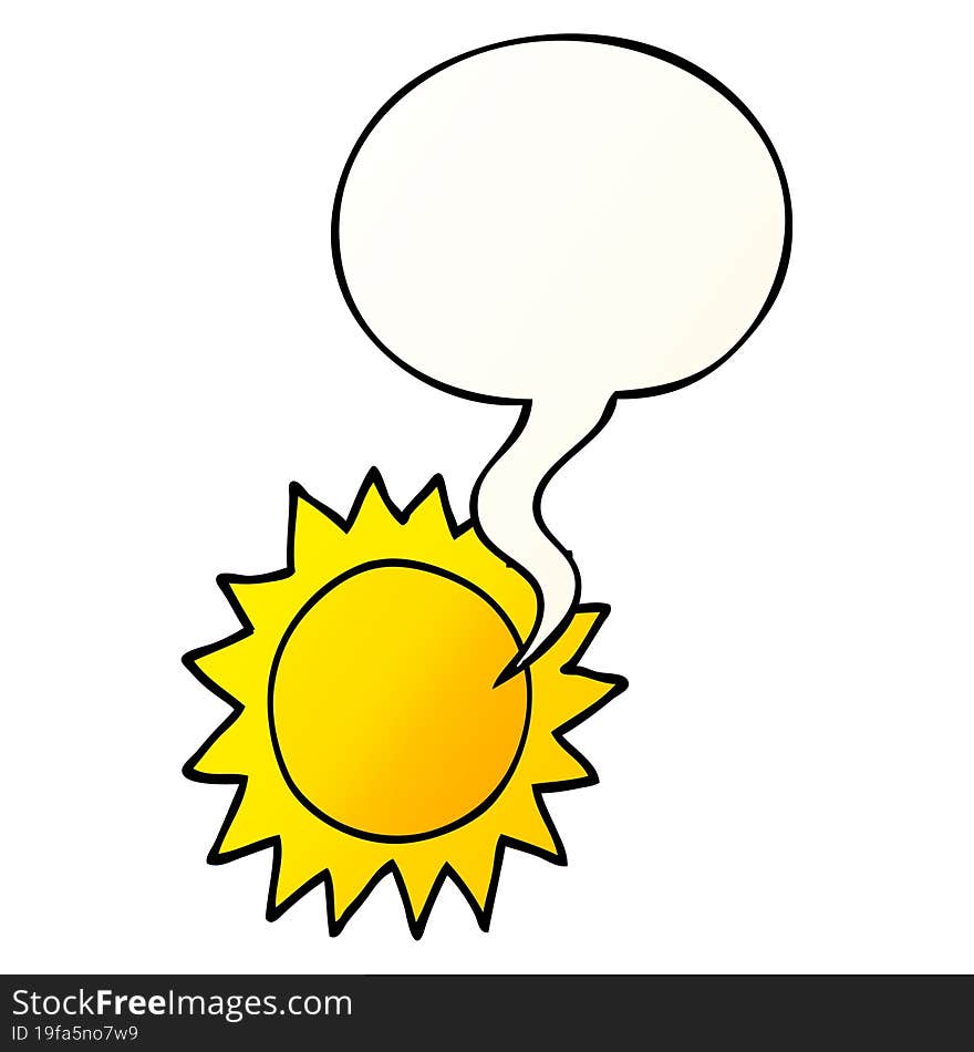 Cartoon Sun And Speech Bubble In Smooth Gradient Style