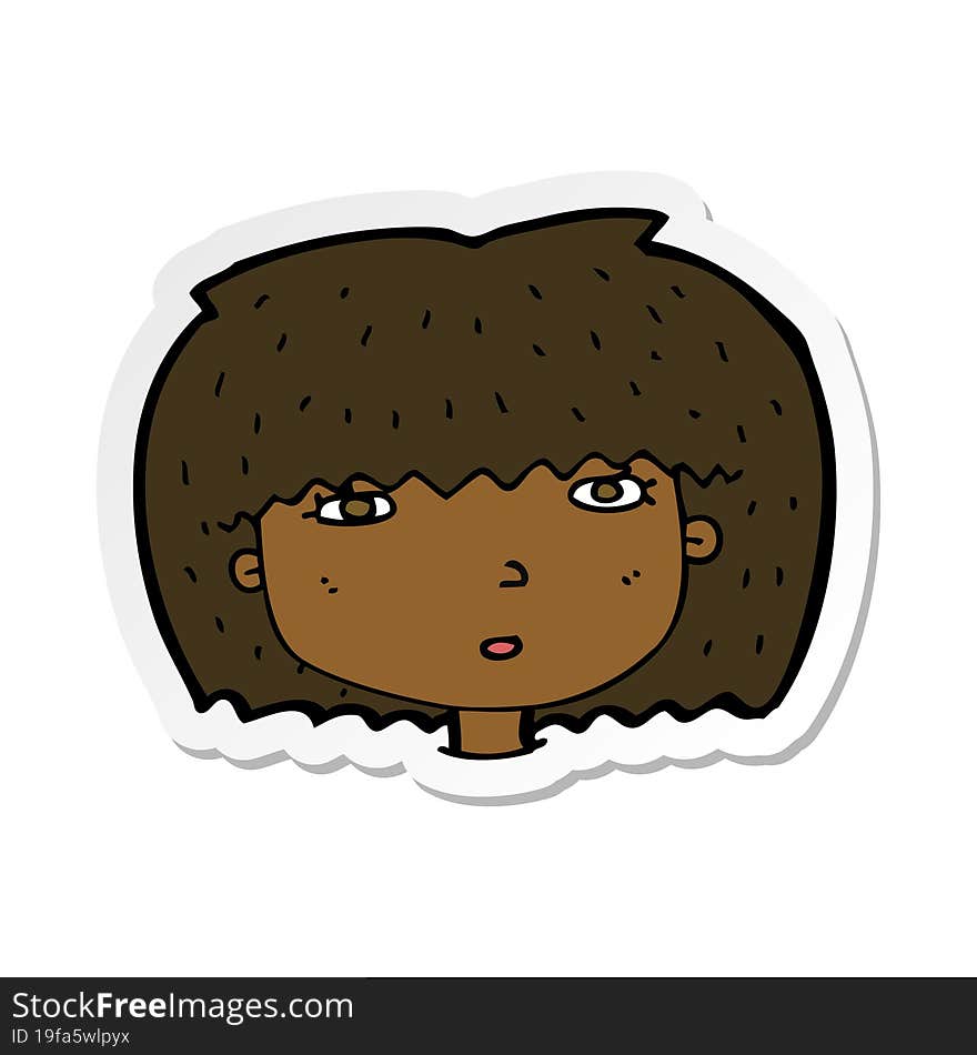 sticker of a cartoon female face