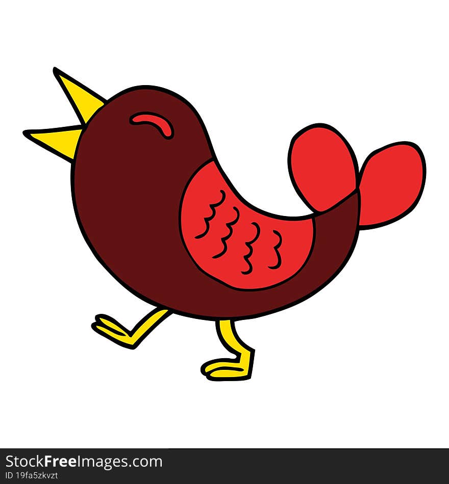 Cartoon Doodle Red Bird