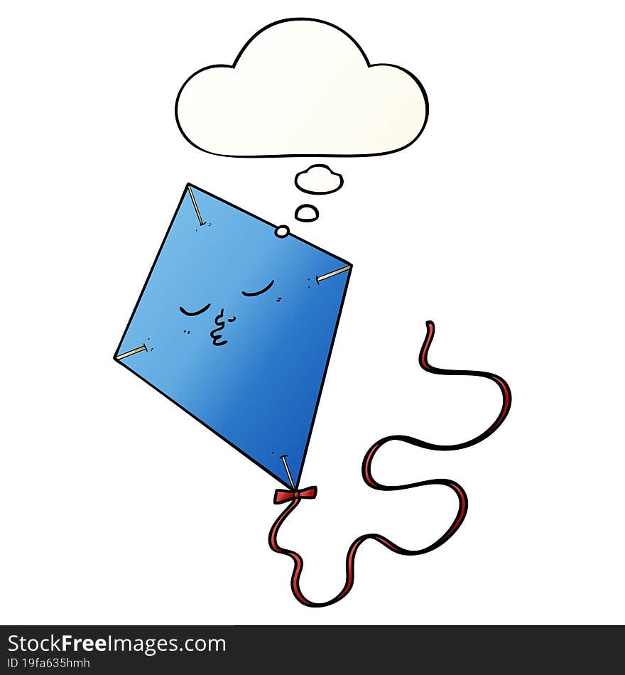 Cartoon Kite And Thought Bubble In Smooth Gradient Style