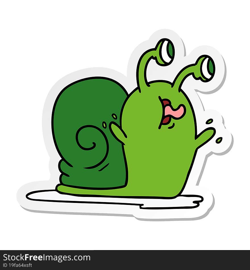 Sticker Cartoon Of A Slimy Snail