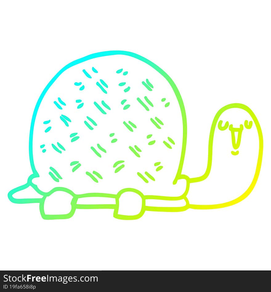 cold gradient line drawing cute cartoon turtle