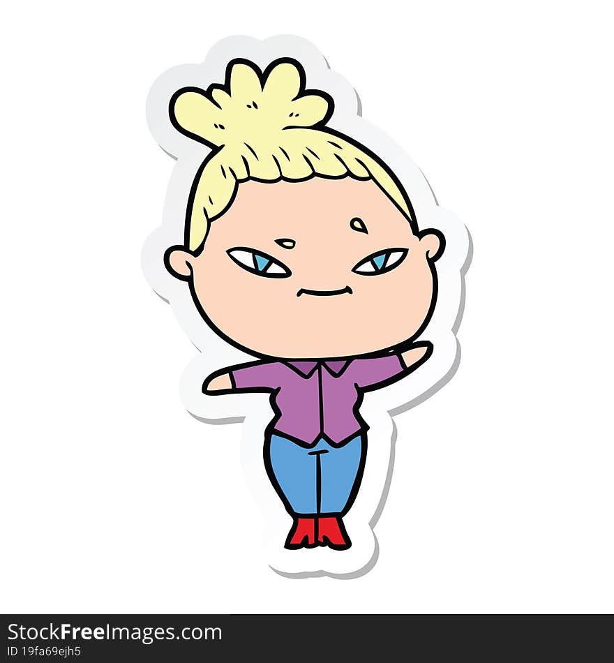 sticker of a cartoon woman