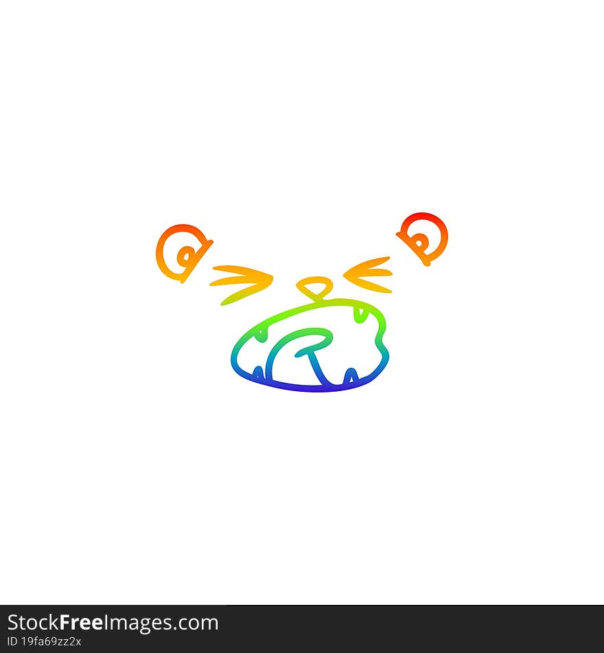 rainbow gradient line drawing of a cartoon lion