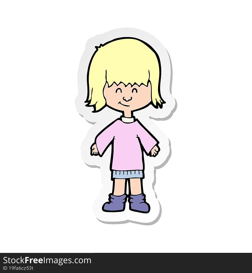 sticker of a cartoon girl