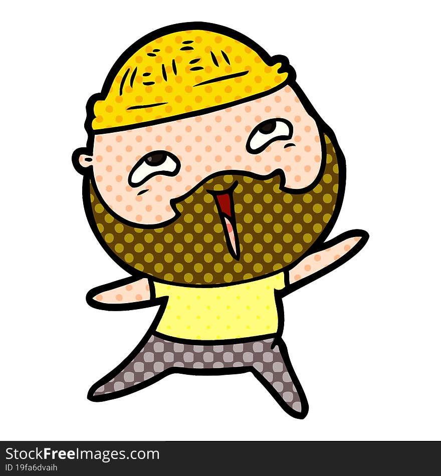 cartoon happy bearded man. cartoon happy bearded man