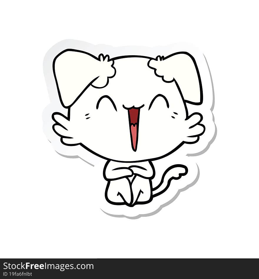 sticker of a happy little dog cartoon