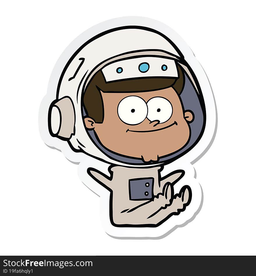 sticker of a happy astronaut cartoon