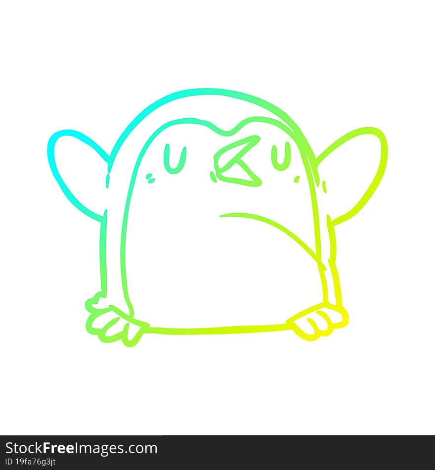 cold gradient line drawing Cartoon penguin