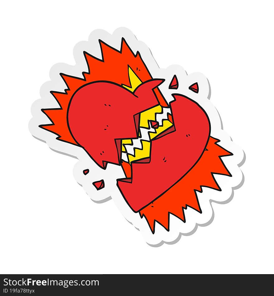 Sticker Of A Cartoon Broken Heart