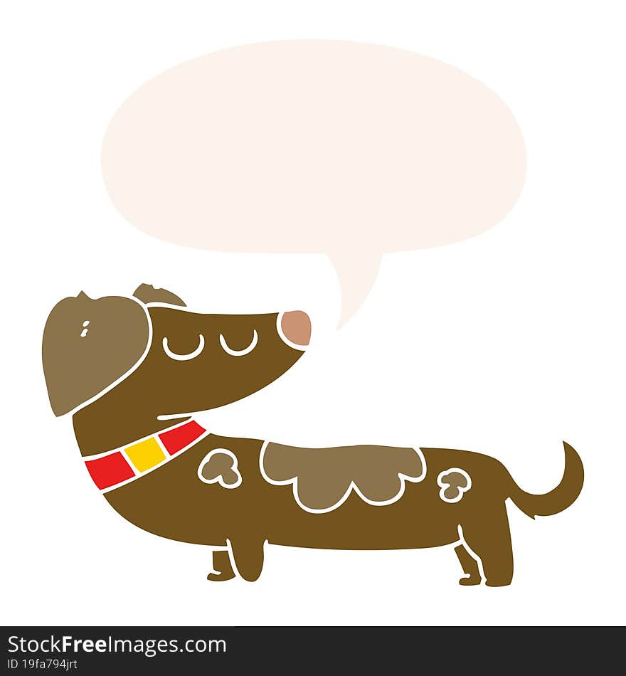 cartoon dog and speech bubble in retro style