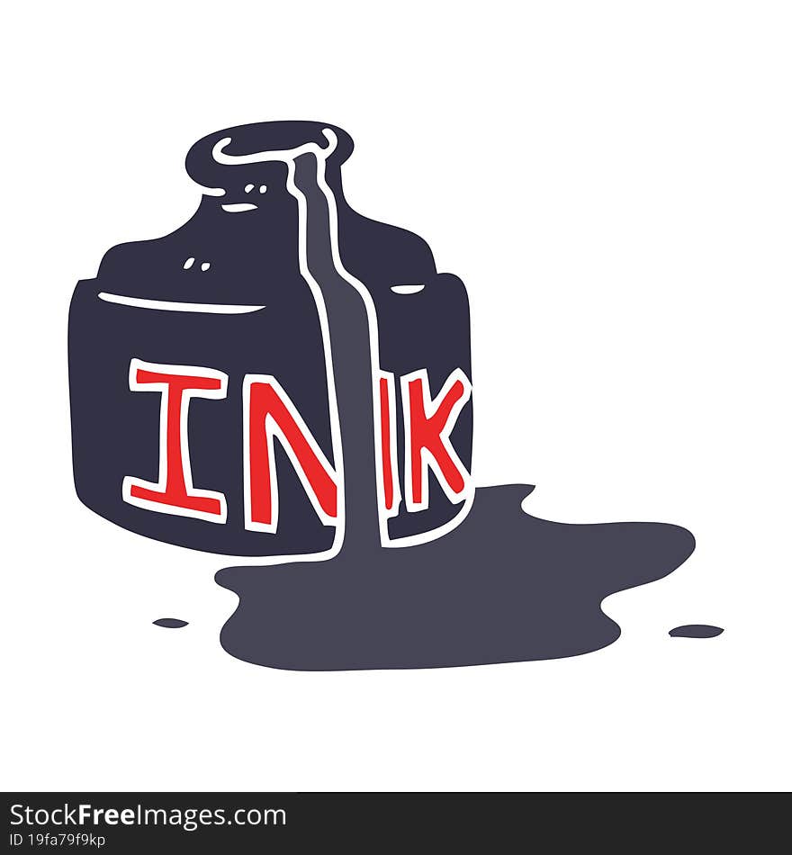 Cartoon Doodle Spilled Ink Bottle