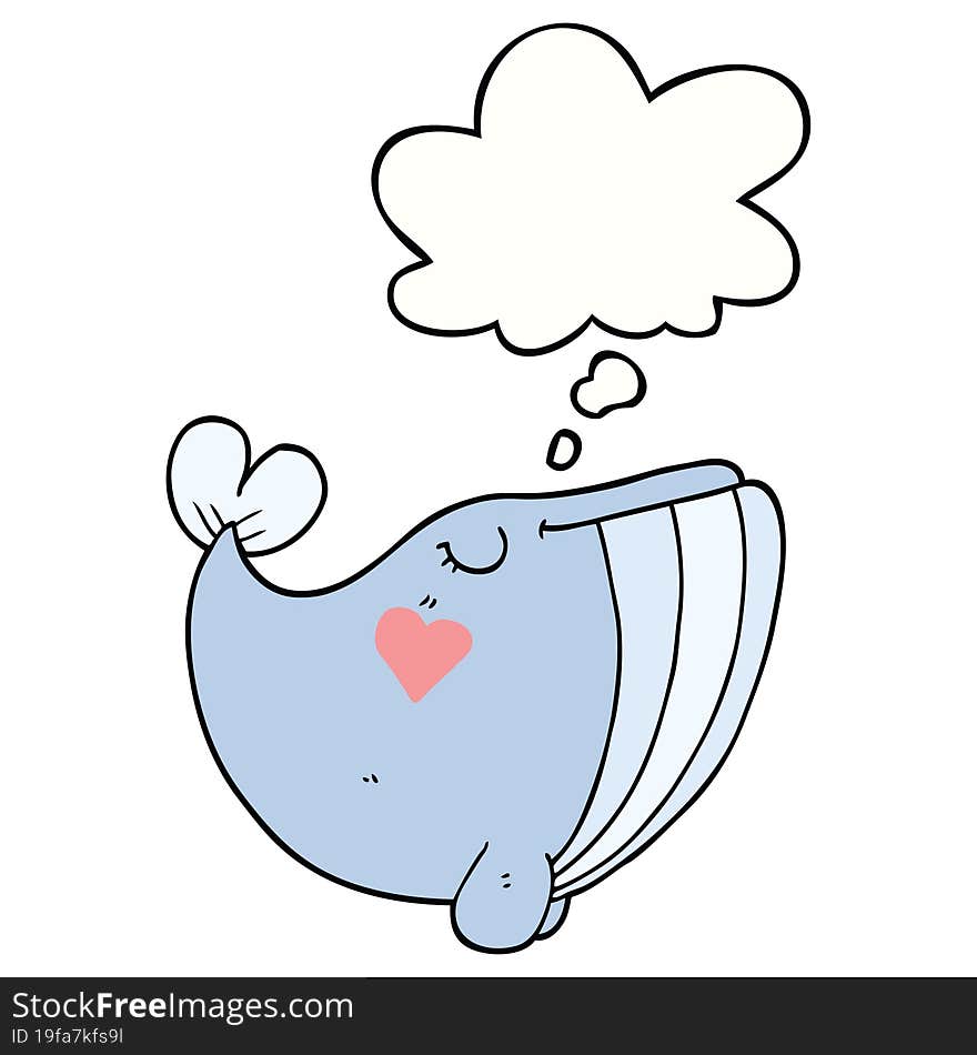 cartoon whale with love heart and thought bubble