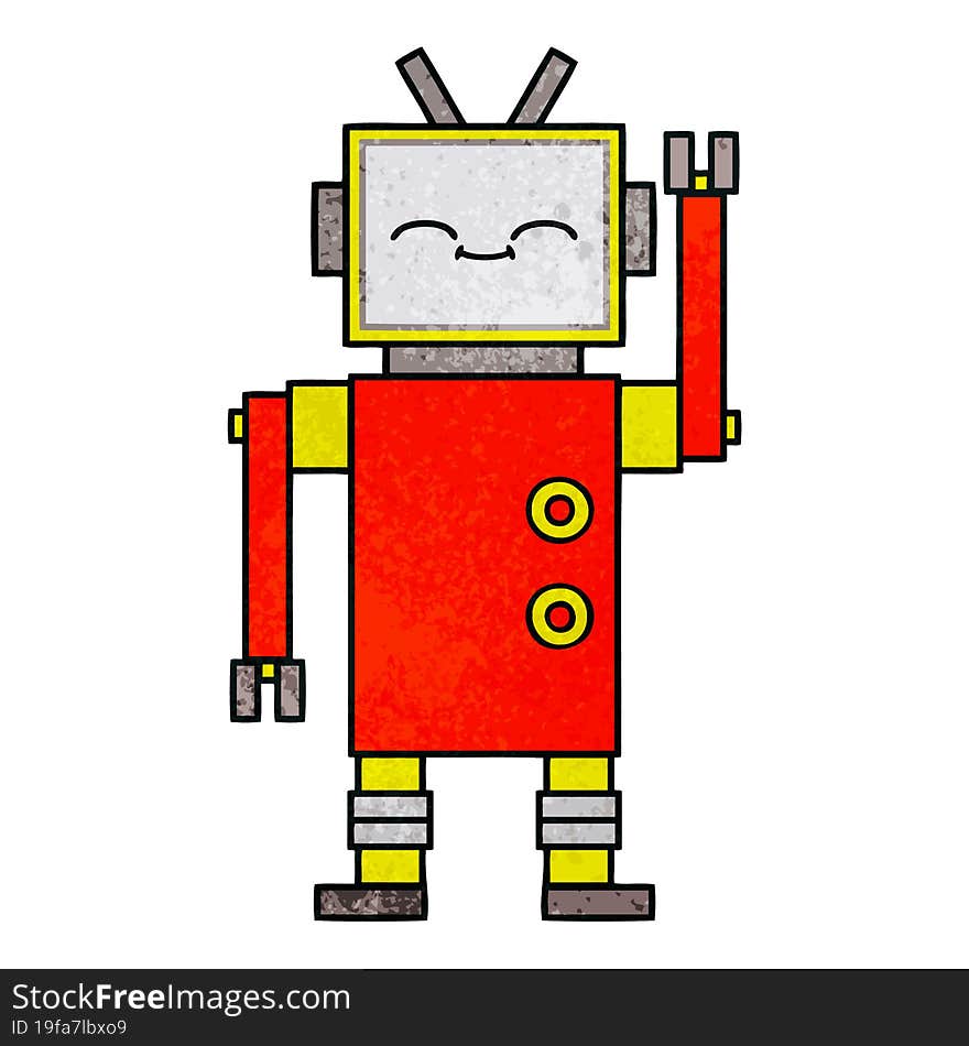 Retro Grunge Texture Cartoon Robot