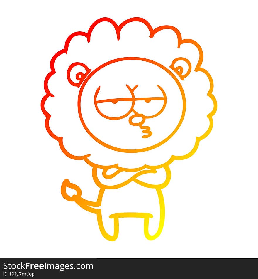 warm gradient line drawing cartoon tired lion