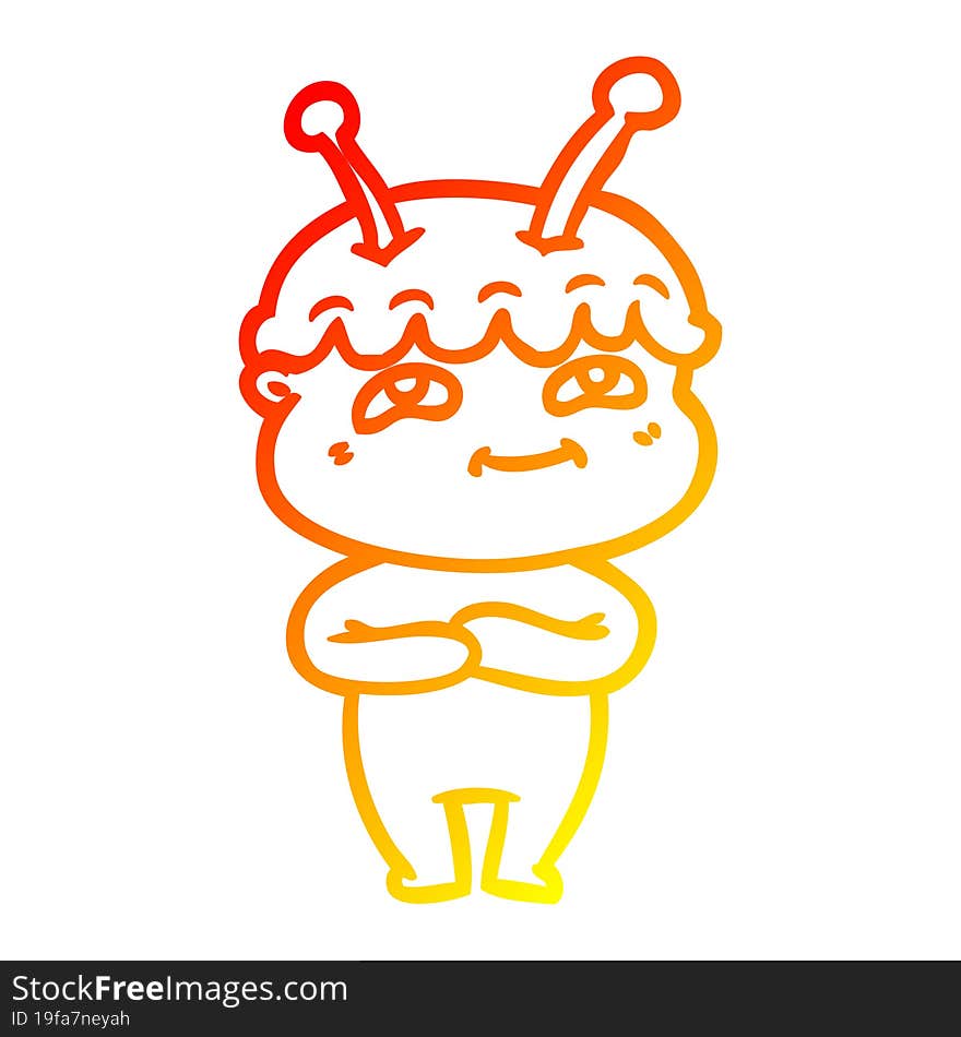 warm gradient line drawing friendly cartoon spaceman