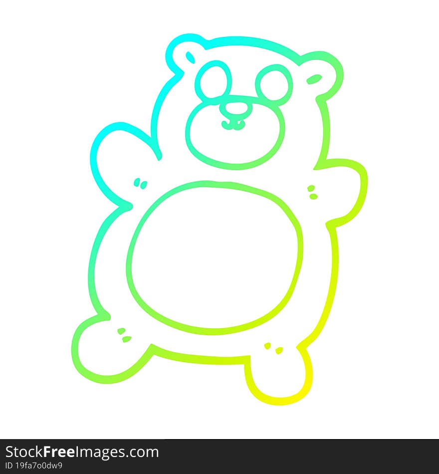 Cold Gradient Line Drawing Cartoon Teddy Bear