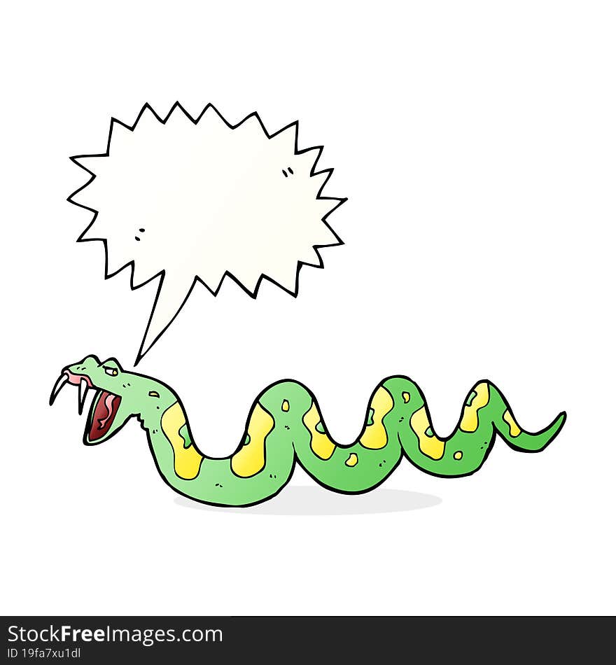 Cartoon Poisonous Snake With Speech Bubble