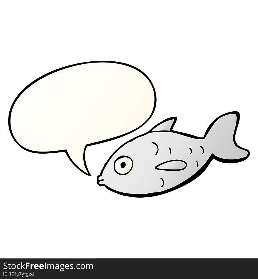 Cartoon Fish And Speech Bubble In Smooth Gradient Style