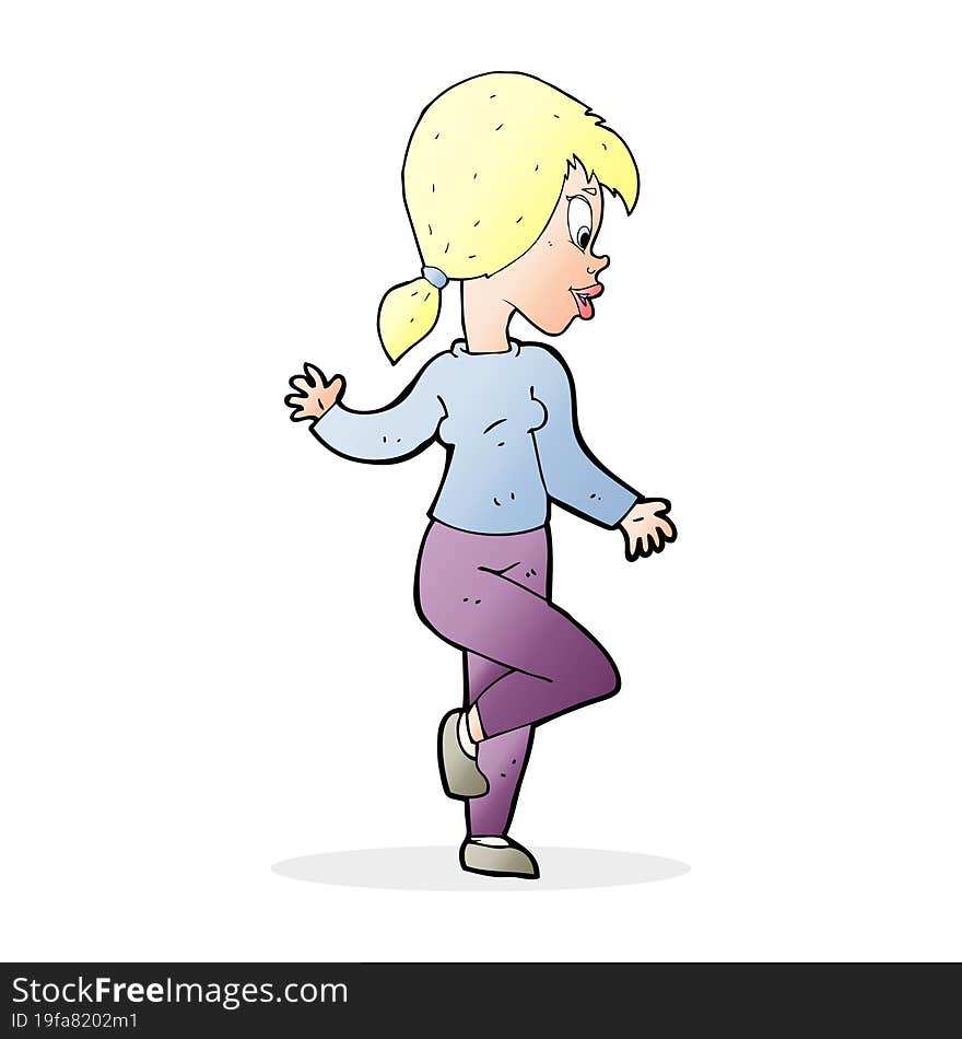 cartoon woman waving