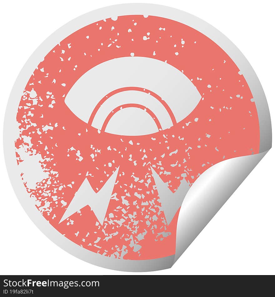 distressed circular peeling sticker symbol of a mystic eye