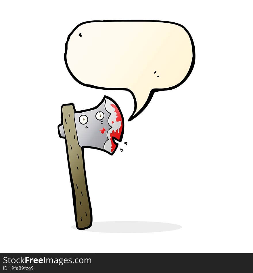 bloody cartoon axe with speech bubble