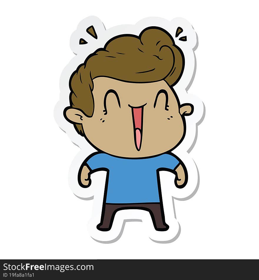 sticker of a excited man cartoon