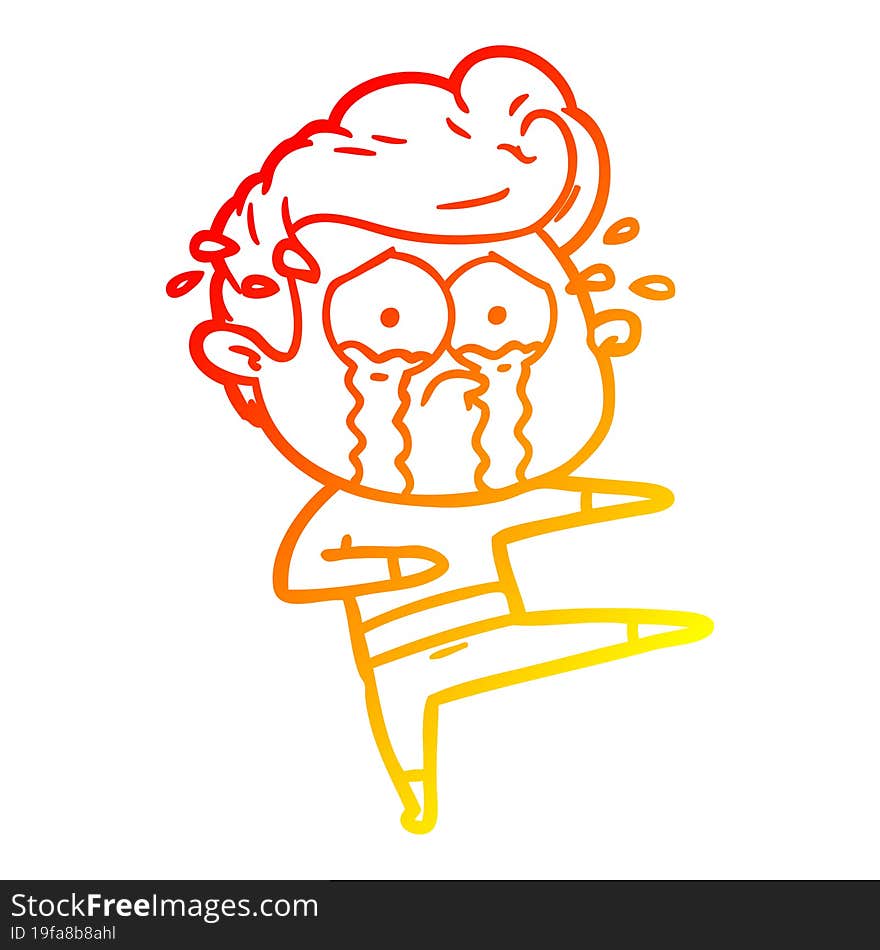 Warm Gradient Line Drawing Cartoon Crying Dancer