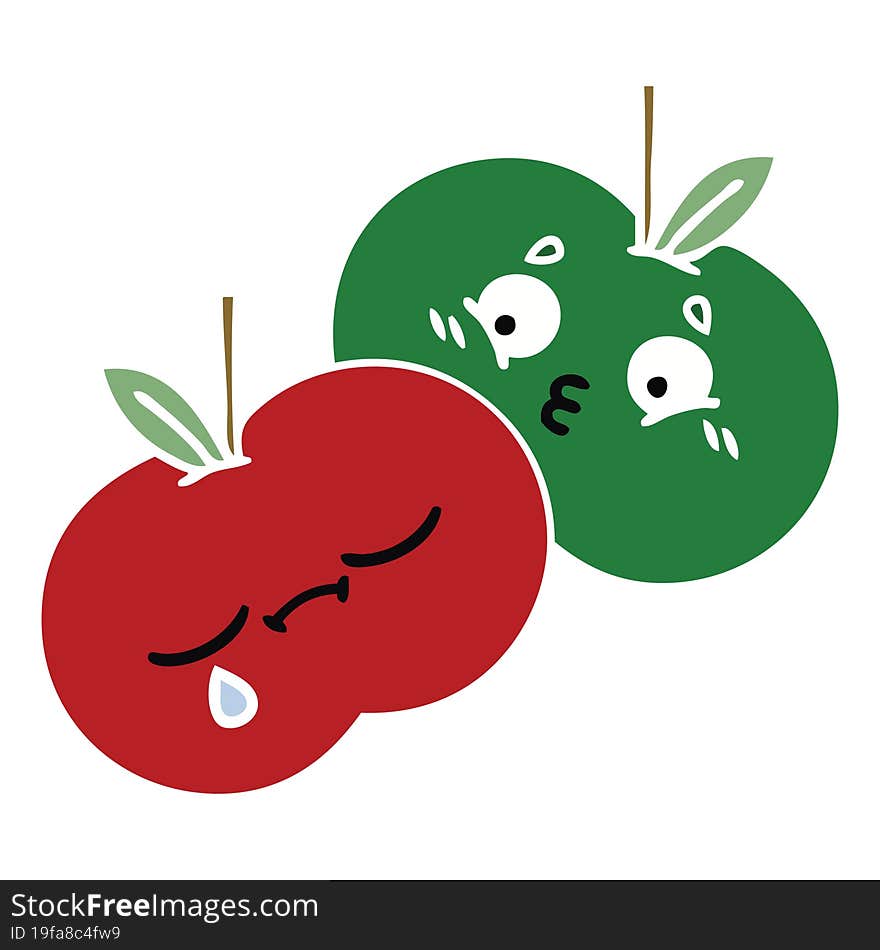 flat color retro cartoon juicy apple