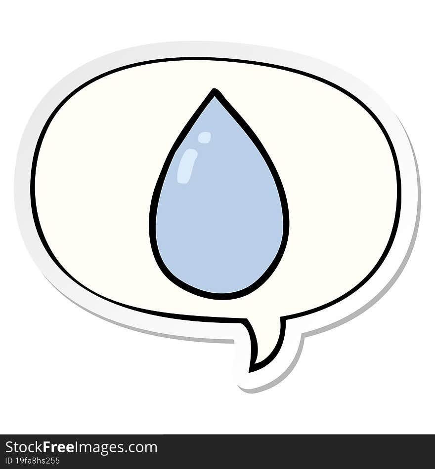 cartoon water droplet with speech bubble sticker