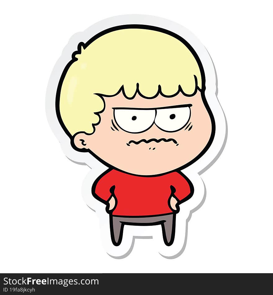 sticker of a cartoon annoyed man