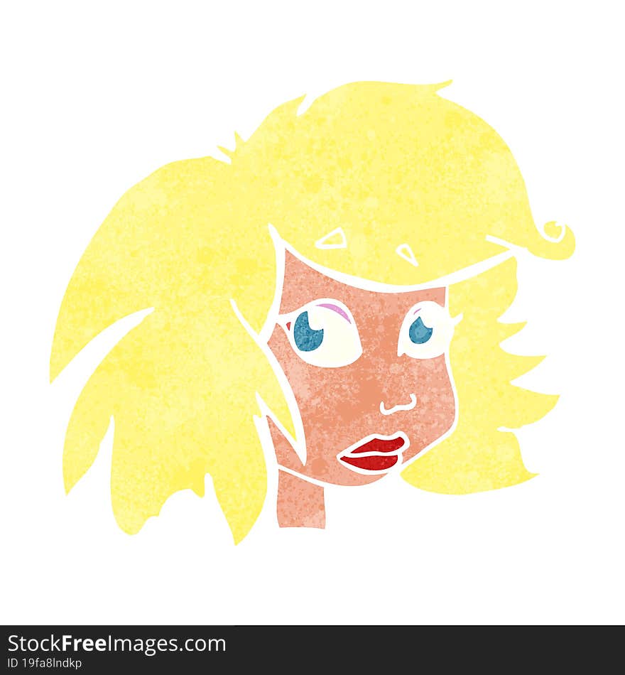 freehand retro cartoon female face