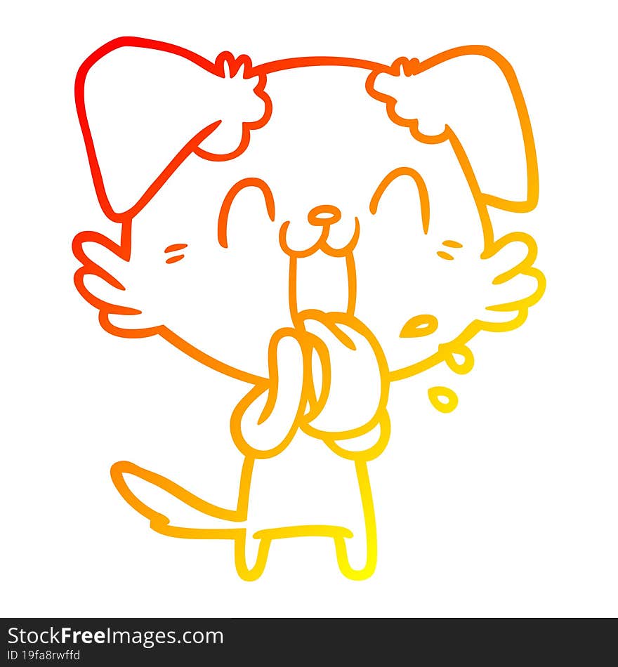 warm gradient line drawing cartoon panting dog