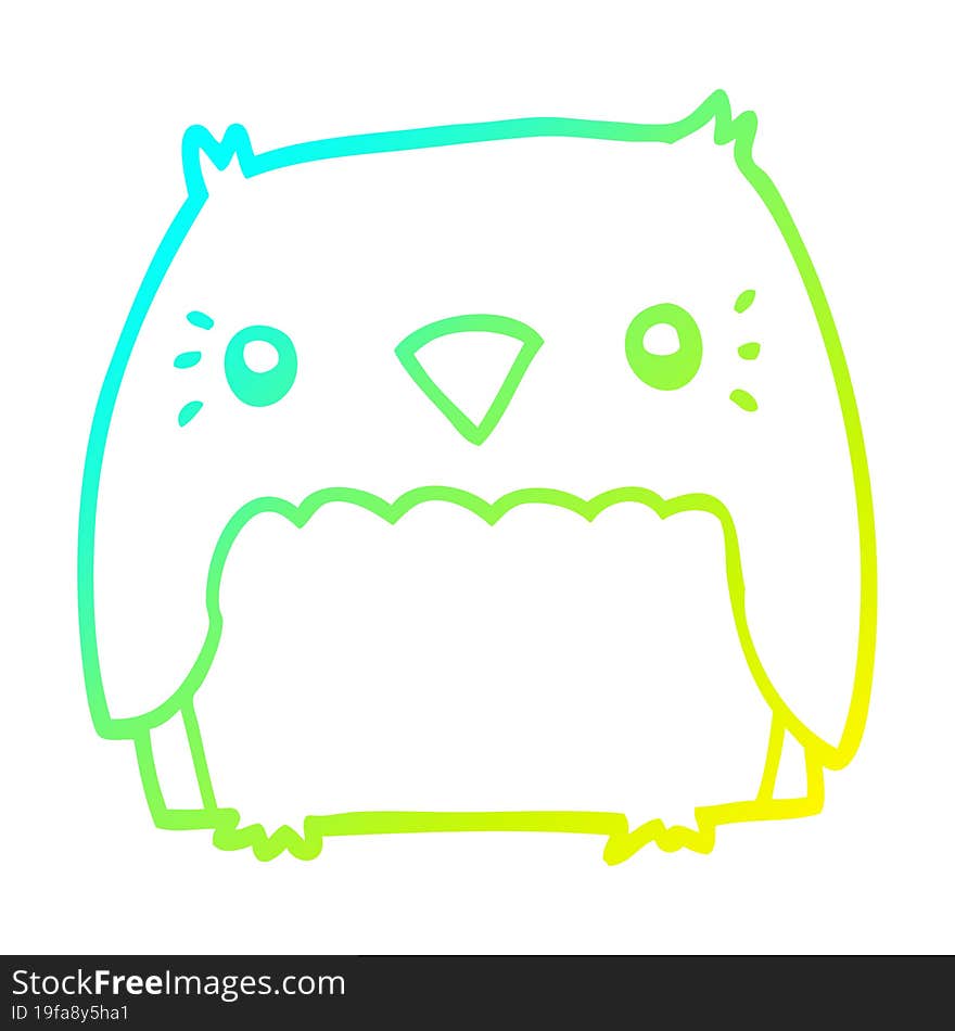 Cold Gradient Line Drawing Cute Cartoon Owl