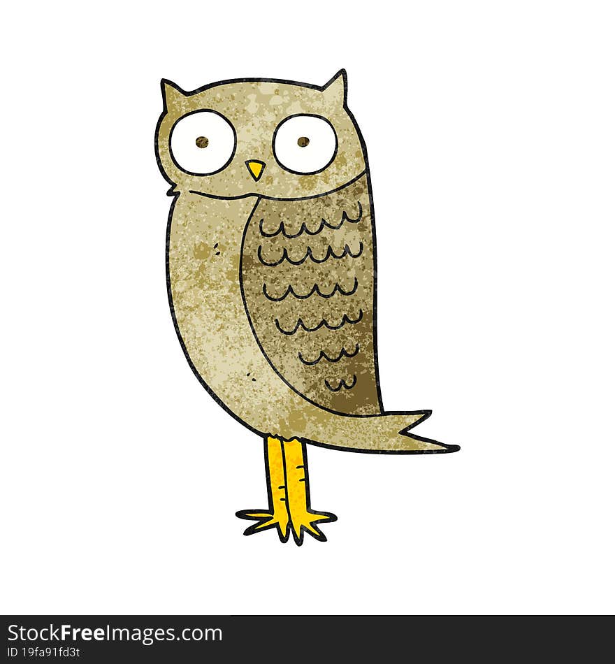 freehand textured cartoon owl