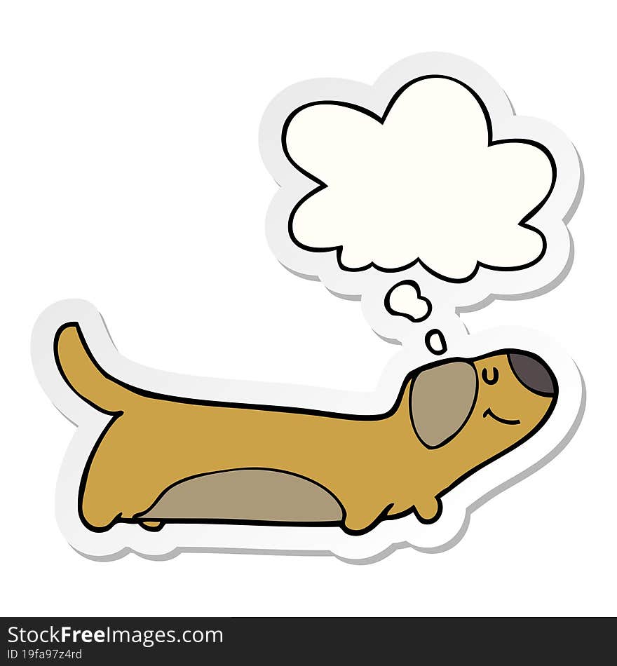 cartoon dog and thought bubble as a printed sticker